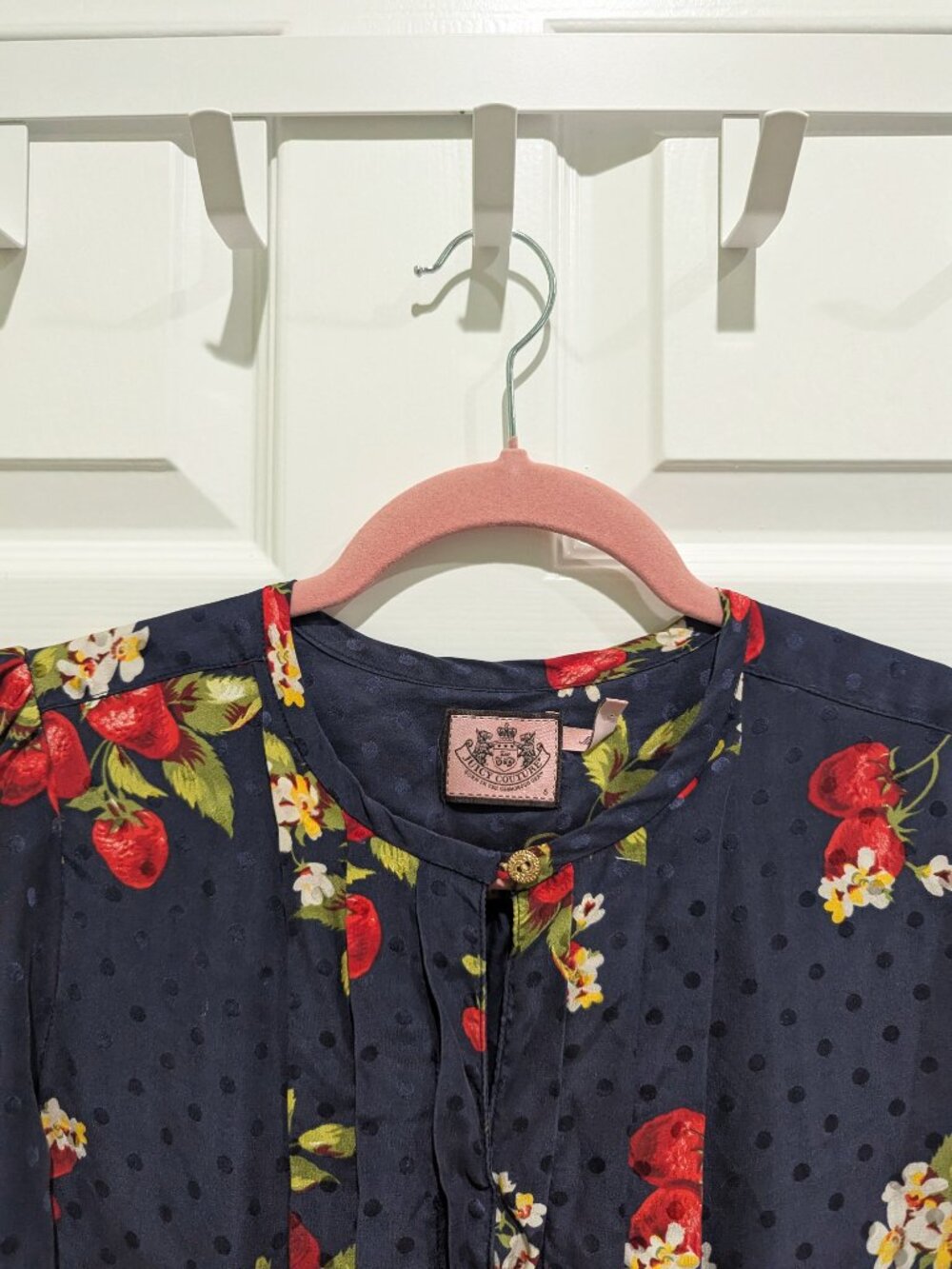 Juicy Couture Strawberry Print Silk Dress size 6 - Picture 4 of 5